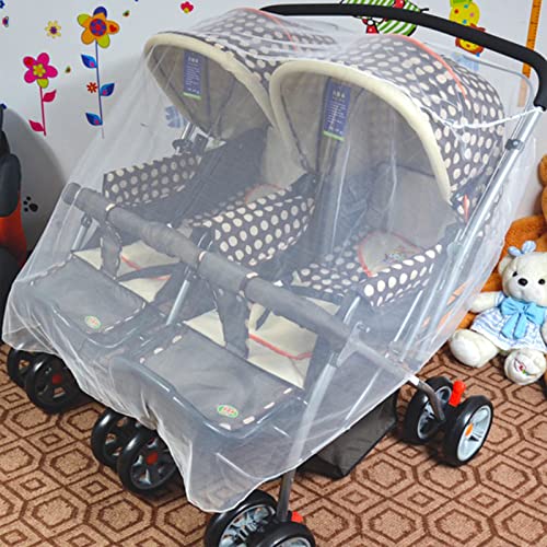 Moskitonetz für Zwillingskinderwagen Universal Insektenschutz Netz Elastisches Atmungsaktives Mückennetz Faltbares Fliegennetz Sommer Frühling Moskito Netz Abdeckung für Kinderwagen Buggy Sportwagen von LONTG