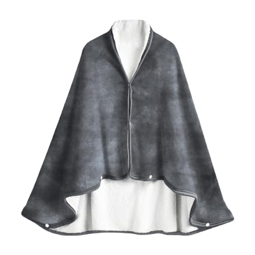 Tragbare Decke Umhang Flanell Kuscheldecke mit Druckknopf Kunstfell Futter Winterdecke Doppelschicht Sofadecke Wohndecke Büro Zuhause Nickerchen-Decke TV-Decke Winter Warme Fleecedecke 100 x 150 cm von LONTG
