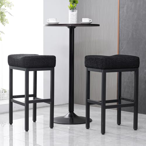 LONXIU Barhocker 2er Set, Schwarz Bouclé Stoff Küchenhocker, Modernes Design Barstools Begleitet von schwarzen Metallbeinen für Küche, Bar, Esszimmer LONXIU Barhocker 2er Set, Schwarz Bouclé Stoff Küchenhocker, Modernes Design Barstools Begleitet von schwarzen Metallbeinen für Küche, Bar, Esszimmer von LONXIU
