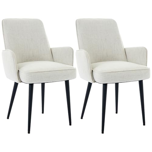 LONXIU EsszimmerstüHle 2er Set Stuhl Esszimmer Esstisch, KüChenstüHle Mit Armlehne, Wohnzimmer StüHle Modern Mit Anti-Rutsch-FüßEn Polsterstuhl Beige von LONXIU
