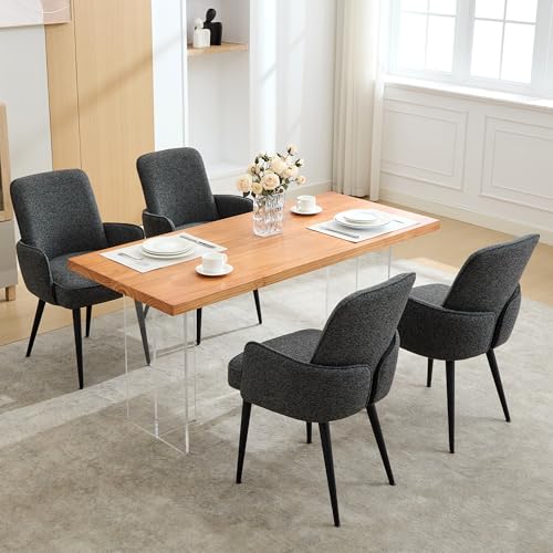 LONXIU EsszimmerstüHle 4er Set Stuhl Esszimmer Esstisch, KüChenstüHle Mit Armlehne, Wohnzimmer StüHle Modern Mit Anti-Rutsch-FüßEn Polsterstuhl Dunkelgrau von LONXIU