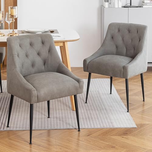 LONXIU Esszimmerstühle 2er mit 13 cm Kissen und Rückseitiger Hebel, Metallbeinen, Küchenstuhl Modern Design, für Küche Esszimmer, Wohnzimmer, Schlafzimmer (grau) von LONXIU