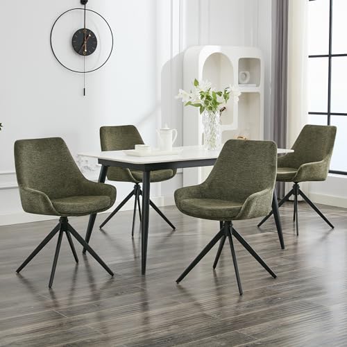 LONXIU Esszimmerstühle 4er Set, Moderne Esszimmerstühle drehbar, Armless Design Küchenstühle für Esszimmer, Wohnzimmer, Arbeitszimmer, Grün von LONXIU
