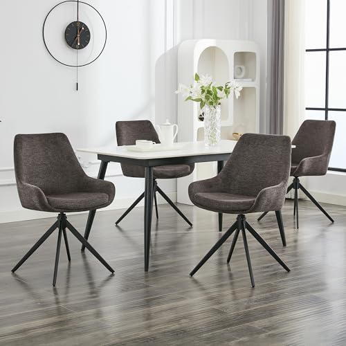 LONXIU Esszimmerstühle 4er Set, Moderne Esszimmerstühle drehbar, Armless Design Küchenstühle für Esszimmer, Wohnzimmer, Arbeitszimmer, Schwarz von LONXIU