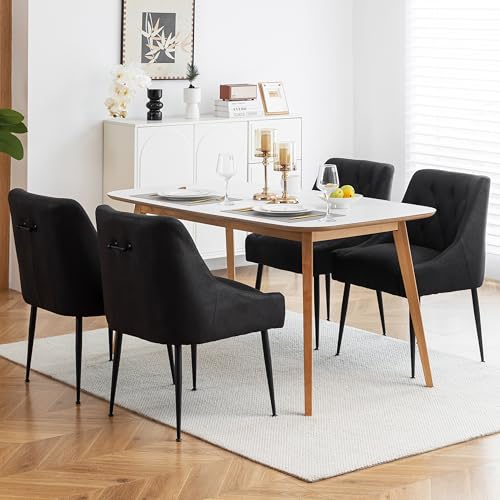 LONXIU Esszimmerstühle 4er mit 13 cm Kissen und Rückseitiger Hebel, Metallbeinen, Küchenstuhl Modern Design, für Küche Esszimmer, Wohnzimmer, Schlafzimmer (schwarz) von LONXIU