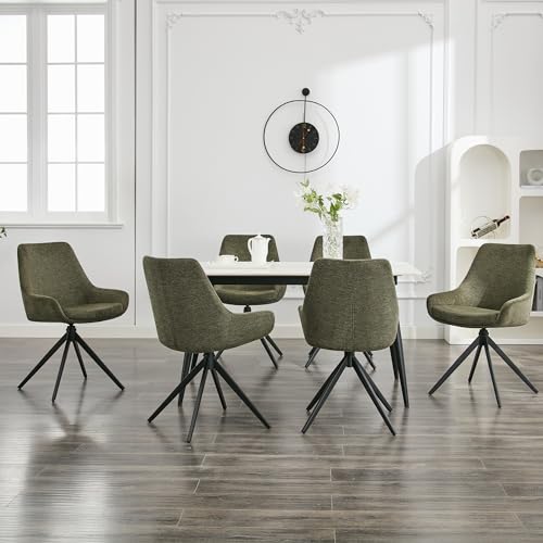 LONXIU Esszimmerstühle 6er Set, Moderne Esszimmerstühle drehbar, Armless Design Küchenstühle für Esszimmer, Wohnzimmer, Arbeitszimmer, Grün von LONXIU
