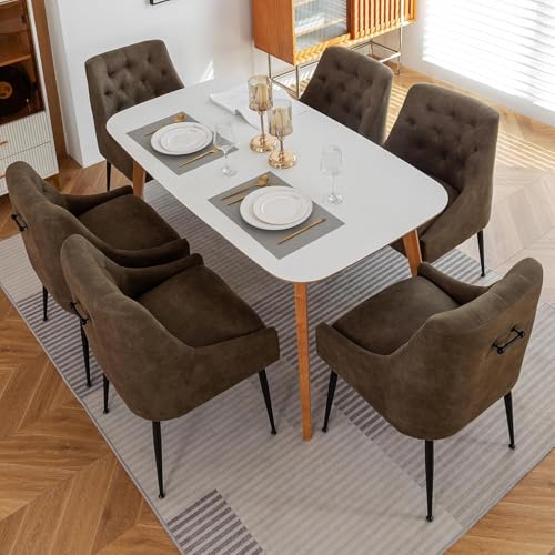 LONXIU Esszimmerstühle 6er Set mit 13 cm Kissen und Rückseitiger Hebel, Metallbeinen, Küchenstuhl Modern Design, für Küche Esszimmer, Wohnzimmer, Schlafzimmer (grün) von LONXIU