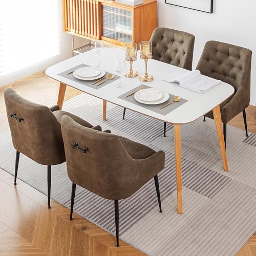LONXIU Esszimmerstühle 4er mit 13 cm Kissen und Rückseitiger Hebel, Metallbeinen, Küchenstuhl Modern Design, für Küche Esszimmer, Wohnzimmer, Schlafzimmer (grün) von LONXIU
