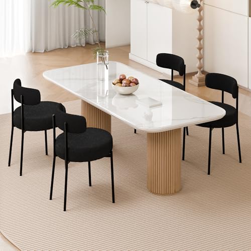 LONXIU Esszimmerstuhl 4er Set, Bouclé Stoff Esszimmerstuhle, Moderne Esszimmerstühle für Wohnzimmer und Schlafzimmer, Polsterstühle für die Küche, Moderne Küchenstühle, Schwarz von LONXIU