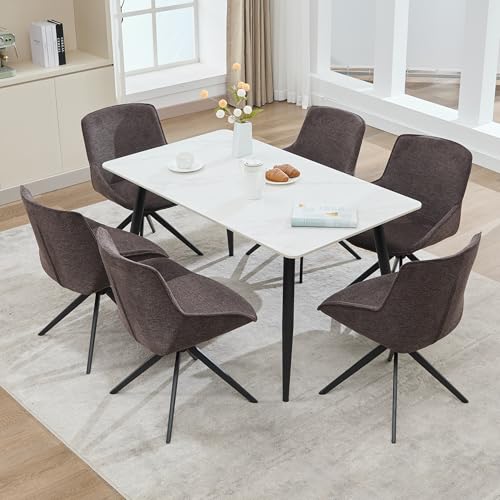 LONXIU Esszimmerstuhl 6 Set, Moderne Polsterstühle, Drehbare Esstischstühle, Abnehmbare Küchenstühle für Esszimmer, Küche, Wohnzimmer, Kaffee Braun von LONXIU