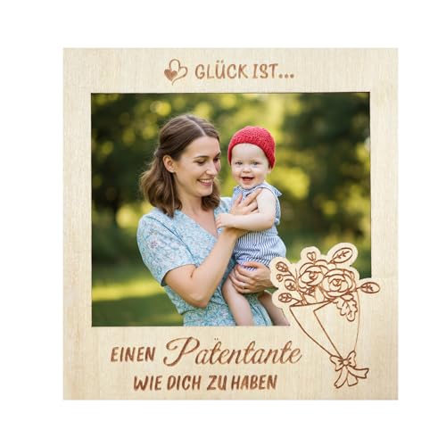 LOOBEAR Geschenk für Patentante, Personalisierte Bilderrahmen aus Holz - Magnetischer Bilderrahmen für gemeinsames Bild (Patentante) von LOOBEAR
