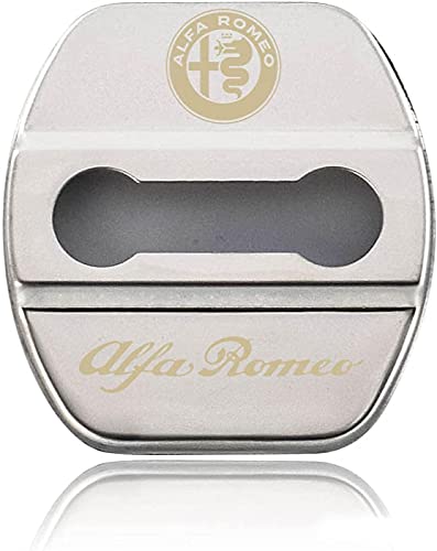 4 Stück Edelstahl Auto Türschloss Abdeckung für Alfa Romeo Giulietta Stelvio 4C Tonale Giulia, Edelstahl Auto Türschlossabdeckung, Door Lock Cover Zubehör Türverriegelung Abdeckung von LOOFSAF