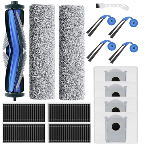 15 Ersatz-Zubehör-Set, kompatibel mit Ecovacs Deebot X9 Pro Omni Saugroboter, enthält 1 Hauptbürsten + 4 Seitenbürsten + 4 Filter + 2 Wischrollen + 4 Staubbeutel von LOOHAOC