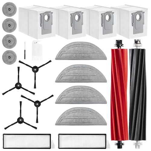 22 Stück Zubehör für roborock S8 MaxV Ultra Saugroboter-Ersatzteile Einschließen 2 Hauptbürste +4Seitenwischer+4Wischtücher+4Staubbeutel+2Filter+4Seitenbürsten+1Reinigungsbürste+1Schraubendreher von LOOHAOC