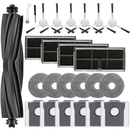 25 Stück Zubehör für Dreame L10s Ultra Gen 2/L10s Pro Ultra/X30 Ultra/MOVA E30 Ultra Saugroboter mit Bürste Wischtücher Staubbeutel Filter Ersatzteile Set von LOOHAOC