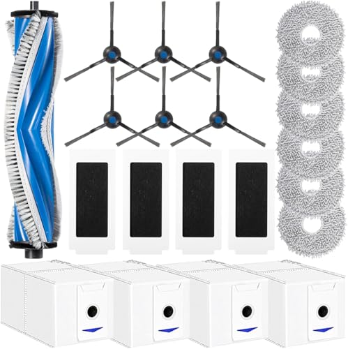 LOOHAOC 21 Stück Zubehörset Kompatibel für Ecovacs DEEBOT T30 Omni/T30Pro Omin Staubsauger,Ersatzteile Set Enthält1 Hauptbürste,4 HEPA-Filter,6 Wischtücher,6 Seitenbürsten, 4 Staubbeutel von LOOHAOC