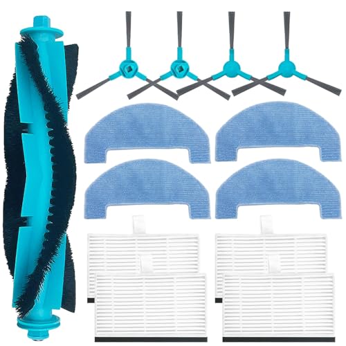 LOOHAOC Ersatzteile für Conga 2499 Ultra Home Advanced Conga 2499 Ultra X-Treme/für Ultenic D10 Staubsaugerroboter Zubehör 13 Packungen 1 Hauptbürste, 4 Filter, 4 Seitenbürsten, 4 Mopptücher von LOOHAOC