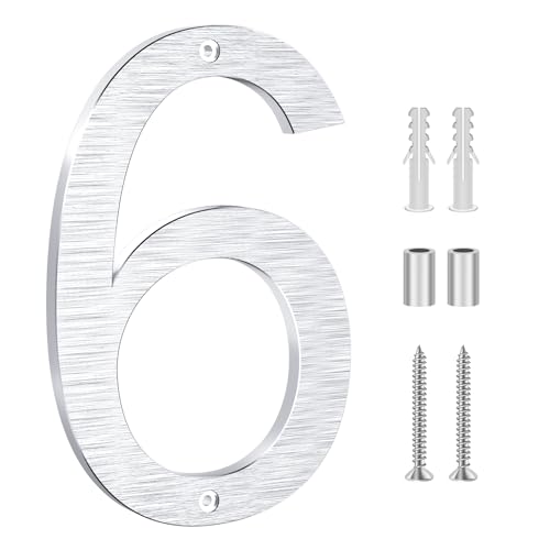 Lookopen Hausnummer Silber aus massivem Aluminium, Höhe 20cm Stärke 0,8cm Beidseitig Gebürstet Ziffer 6 Lookopen Hausnummer Silber aus massivem Aluminium, Höhe 20cm Stärke 0,8cm Beidseitig Gebürstet Ziffer 6 von LOOKOPEN