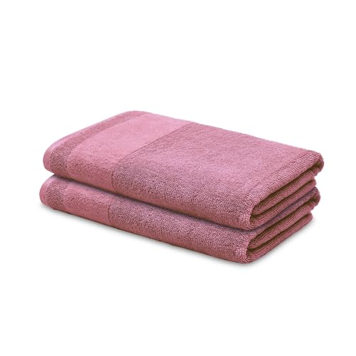 LOOKS BY WOLFGANG JOOP 2X Handtuch 50x100 cm – 100% Baumwolle Doppelpack Luxus Handtücher mit Aufhänger & Logostick, 2er Set Handtücher rosa von LOOKS BY WOLFGANG JOOP