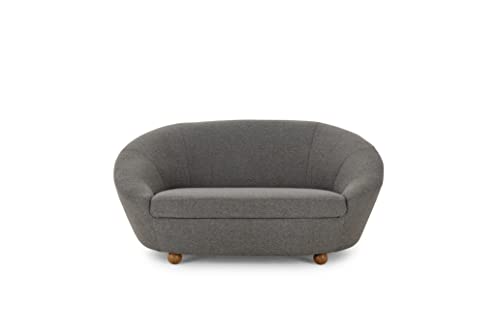 LOOKS by Wolfgang Joop, Looks IV Designer Sofa, 2 Sitzer mit Kugelfüßen, 178x114x82 cm (BxTxH), 2er Couch in blau-grau von DOMO. collection