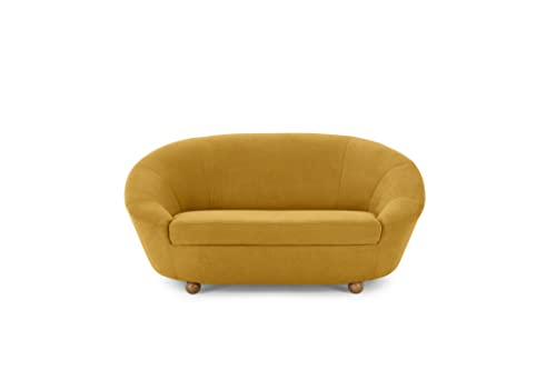 LOOKS by Wolfgang Joop Looks IV Designer Sofa, 2 Sitzer mit Kugelfüßen, 2er Couch, gelb, 178x114x82 cm von LOOKS by Wolfgang Joop