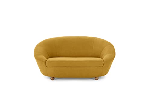 LOOKS by Wolfgang Joop, Looks IV Designer Sofa, 2 Sitzer mit Kugelfüßen, 178x114x82 cm (BxTxH), 2er Couch in gelb von DOMO. collection