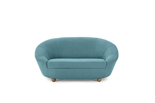 DOMO. collection Looks by Wolfgang Joop, Looks IV Designer Sofa, 2 Sitzer mit Kugelfüßen, 178x114x82 cm (BxTxH), 2er Couch in türkis von DOMO. collection