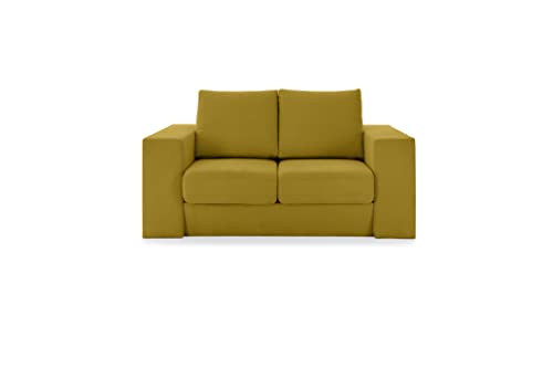 LOOKS by Wolfgang Joop Looks V-1 Designer Sofa mit Hockern, 2 Sitzer Couch, Funktionssofa, gelb, Sitzbreite 120 cm von LOOKS by Wolfgang Joop