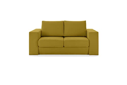 LOOKS by Wolfgang Joop Looks V-1 Designer Sofa mit Hockern, 2 Sitzer Couch, Funktionssofa, gelb, Sitzbreite 140 cm von LOOKS by Wolfgang Joop