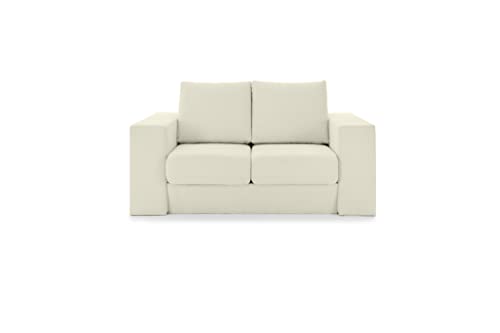 LOOKS by Wolfgang Joop Looks V-1 Designer Sofa mit Hockern, 2 Sitzer Couch, Funktionssofa, weiß, Sitzbreite 120 cm von LOOKS by Wolfgang Joop