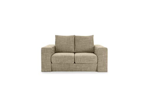 LOOKS by Wolfgang Joop Looks V-2 Designer Sofa mit Hockern und Regal, 2 Sitzer Couch, Funktionssofa, beige-braun, Sitzbreite 120 cm von LOOKS by Wolfgang Joop
