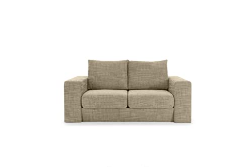 LOOKS by Wolfgang Joop Looks V-2 Designer Sofa mit Hockern und Regal, 2 Sitzer Couch, Funktionssofa, beige-braun, Sitzbreite 140 cm von LOOKS by Wolfgang Joop