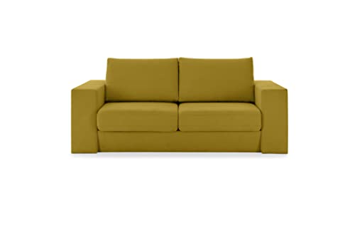 LOOKS by Wolfgang Joop Looks V-2 Designer Sofa mit Hockern und Regal, 2 Sitzer Couch, Funktionssofa, gelb, Sitzbreite 160 cm von LOOKS by Wolfgang Joop