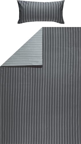 Looks by Wolfgang Joop Bettwäsche Mako-Satin anthrazit-Silber Größe 1x 135x200 cm + 1x 40x80 cm von LOOKS BY WOLFGANG JOOP