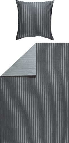 Looks by Wolfgang Joop Bettwäsche Mako-Satin anthrazit-Silber Größe 1x 155x220 cm + 1x 80x80 cm von LOOKS BY WOLFGANG JOOP