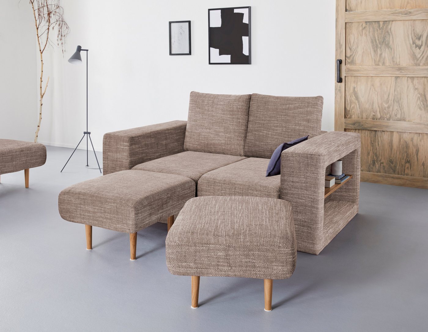 LOOKS by Wolfgang Joop 2-Sitzer Looksvb, Verwandlungssofa: aus Sofa wird Sofa mit 2 Hockern, mit Regalfunktion von LOOKS by Wolfgang Joop