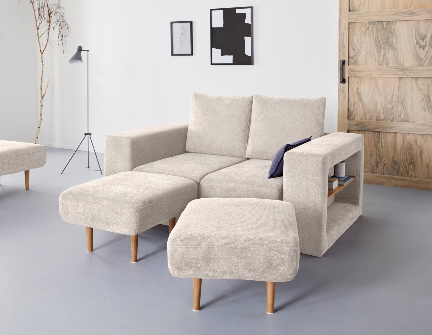 LOOKS by Wolfgang Joop 2-Sitzer Looksvb, Verwandlungssofa: aus Sofa wird Sofa mit 2 Hockern, mit Regalfunktion von LOOKS by Wolfgang Joop