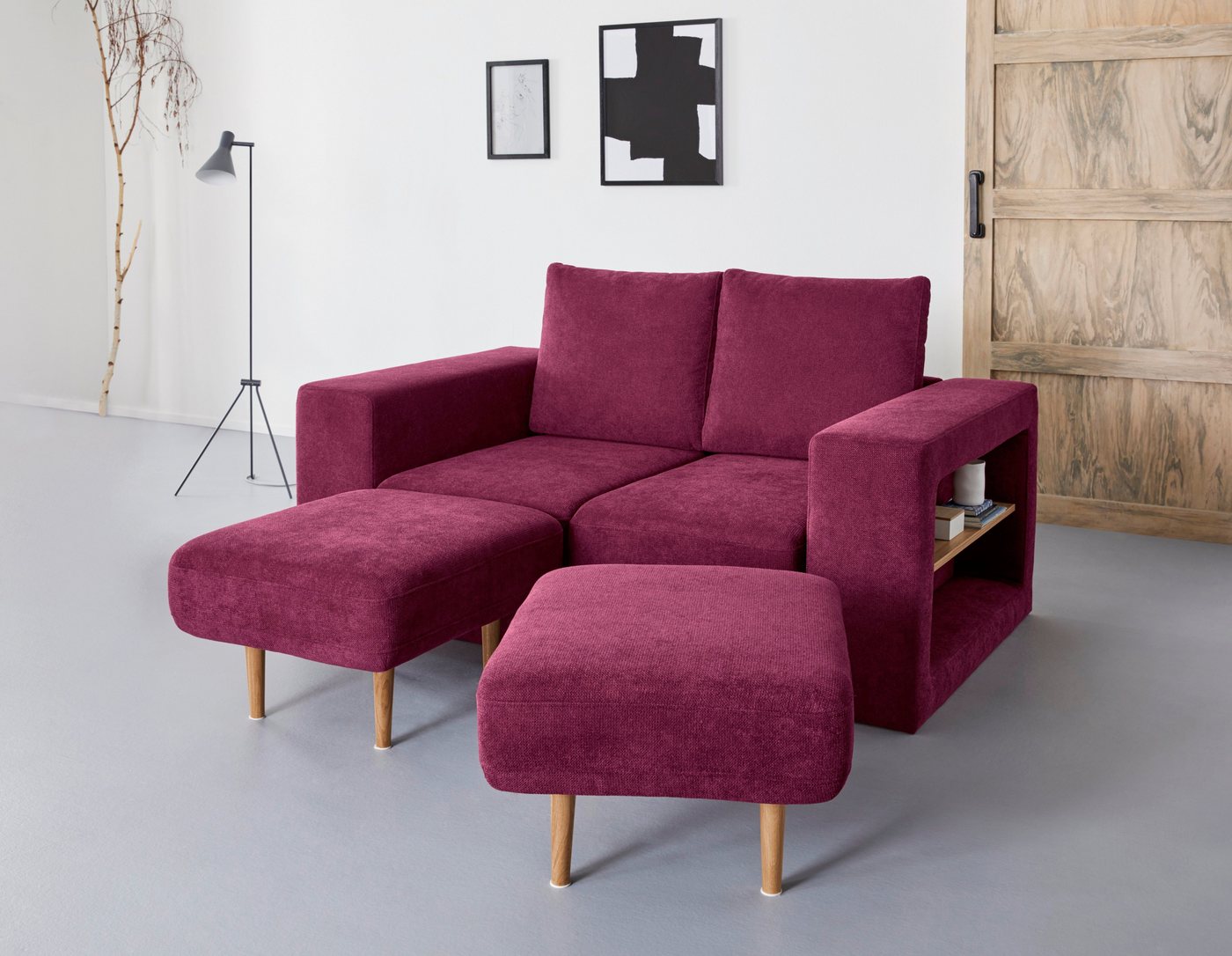 LOOKS by Wolfgang Joop 2-Sitzer Looksvb, Verwandlungssofa: aus Sofa wird Sofa mit 2 Hockern, mit Regalfunktion von LOOKS by Wolfgang Joop