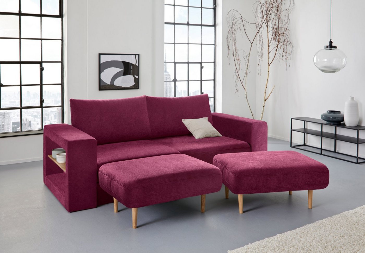 LOOKS by Wolfgang Joop 3,5-Sitzer Looksvb, Verwandlungssofa: aus Sofa wird Sofa mit 2 Hockern, mit Regalfunktion von LOOKS by Wolfgang Joop