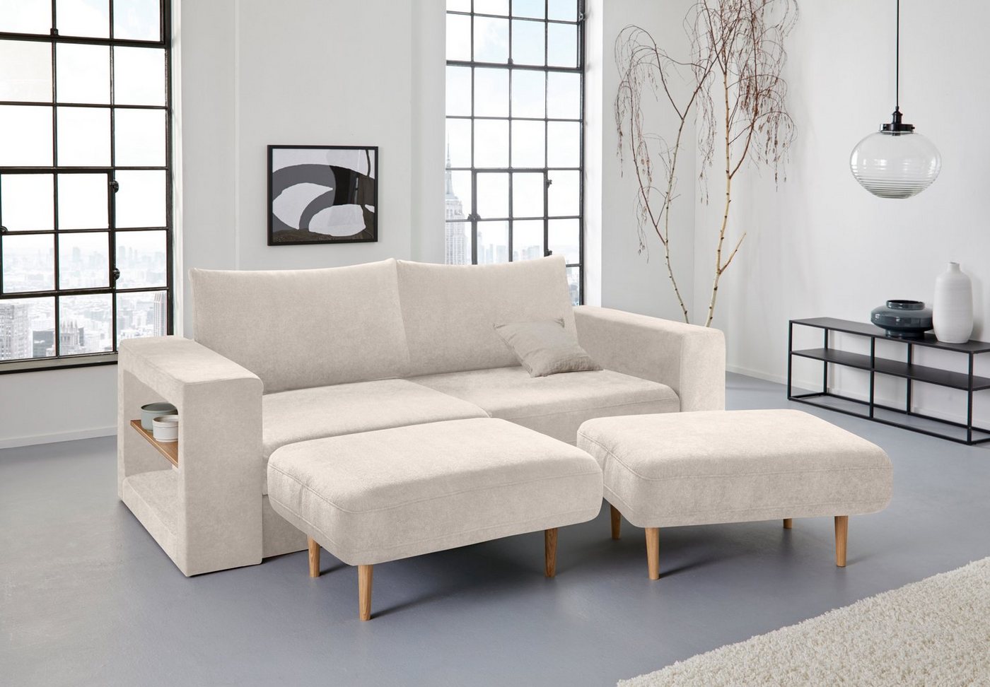 LOOKS by Wolfgang Joop 3,5-Sitzer Looksvb, Verwandlungssofa: aus Sofa wird Sofa mit 2 Hockern, mit Regalfunktion von LOOKS by Wolfgang Joop