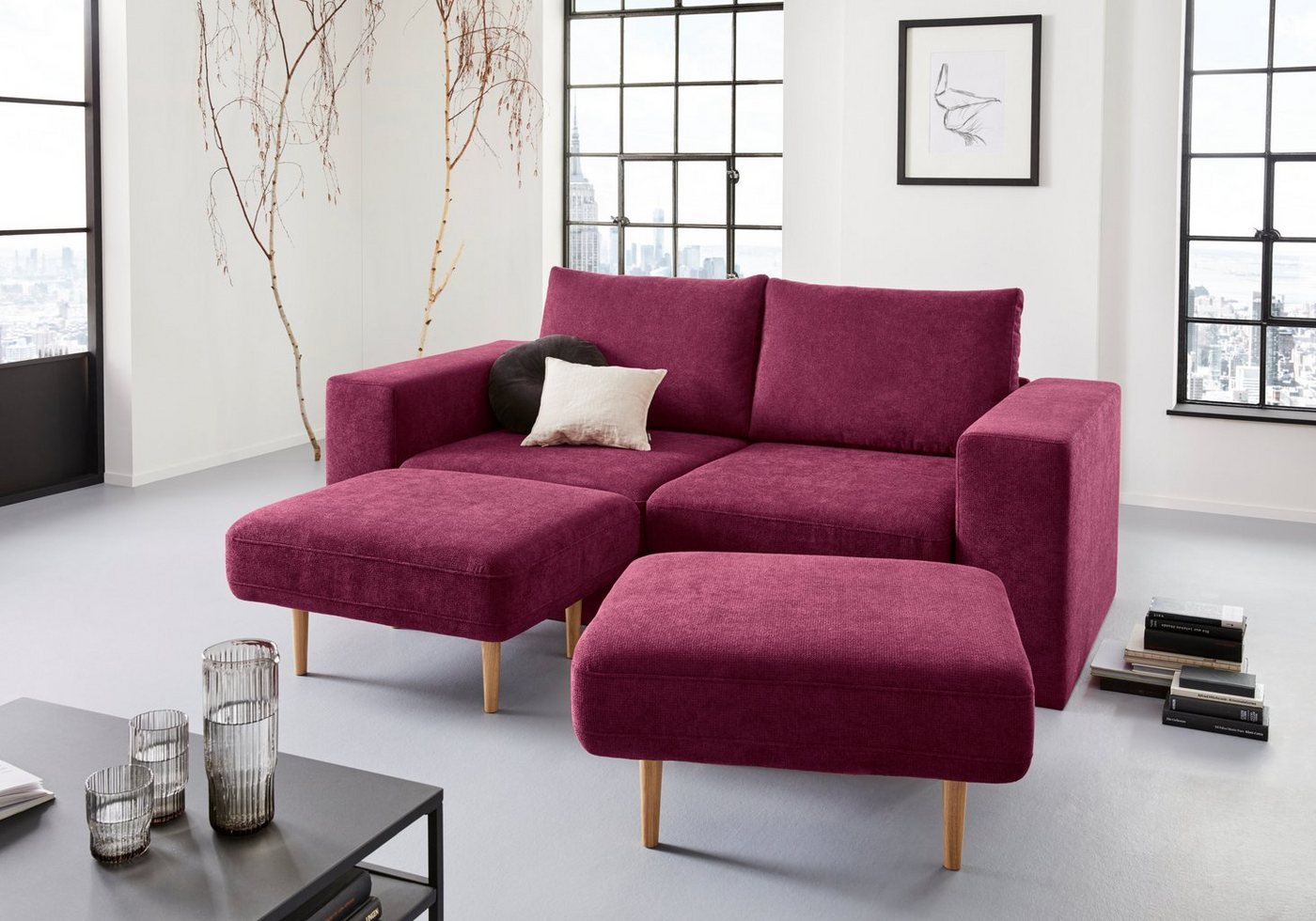 LOOKS by Wolfgang Joop 3-Sitzer Looksv, Verwandlungssofa: aus Sofa wird Sofa mit 2 Hockern von LOOKS by Wolfgang Joop