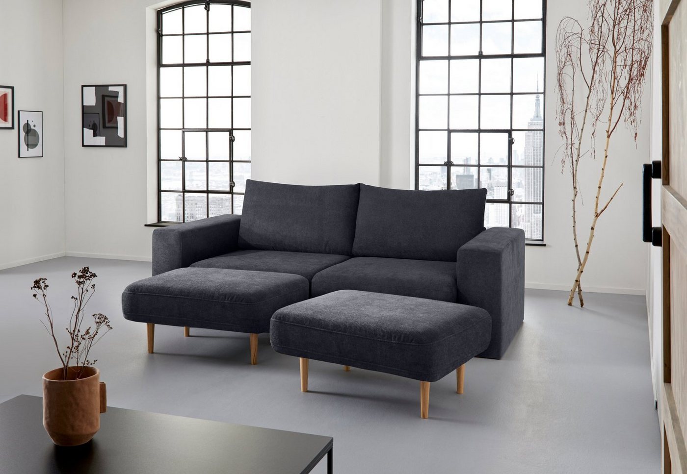 LOOKS by Wolfgang Joop 3-Sitzer Looksv, Verwandlungssofa: aus Sofa wird Sofa mit 2 Hockern von LOOKS by Wolfgang Joop