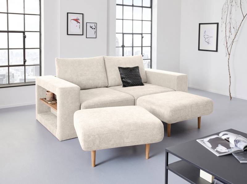 LOOKS by Wolfgang Joop 3-Sitzer Looksvb, Verwandlungssofa: aus Sofa wird Sofa mit 2 Hockern, mit Regalfunktion von LOOKS by Wolfgang Joop