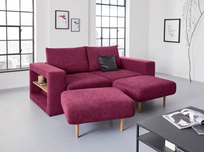 LOOKS by Wolfgang Joop 3-Sitzer Looksvb, Verwandlungssofa: aus Sofa wird Sofa mit 2 Hockern, mit Regalfunktion von LOOKS by Wolfgang Joop