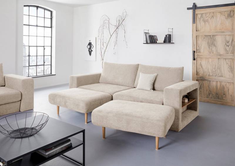 LOOKS by Wolfgang Joop 4-Sitzer Looksvb, Verwandlungssofa: aus Sofa wird Sofa mit 2 Hockern, mit Regalfunktion von LOOKS by Wolfgang Joop