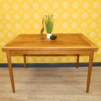 1960Er Jahre Teak Tisch Esstisch 80x120cm Ausziehbar 2, 13M Mid Century Modernist Familientisch Tafel - Sonnengeküsst von LOOKandVINTAGE