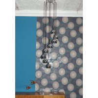 1970Er Jahre Xxl Chrom Kaskadenleuchte 8 Kuppeln 170cm Deckenleuchte Space Age von LOOKandVINTAGE