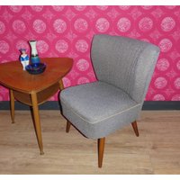 50Er Jahre Sessel Cocktailsessel Clubsessel Taubenblau Mid Century Retro Vintage Chair von LOOKandVINTAGE