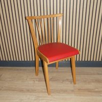 50Er Jahre Stuhl Sprossenstuhl Fifties Küchenstuhl Holz Rot Rockabilly Holzstuhl Retro Vintage von LOOKandVINTAGE