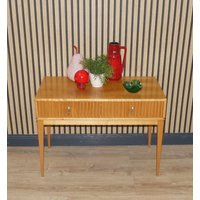 60Er Jahre Mini Kommode Zierliches Flurmöbel Auf Beinen 2 Schubladen Telefontisch Schränkchen Retro Sixties Mid Century von LOOKandVINTAGE